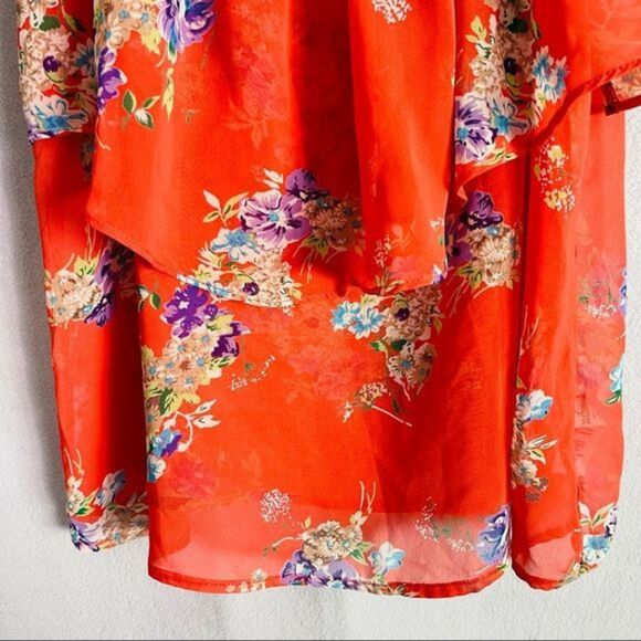 Vibrant Floral Flounce Ruffle Tier Cami Blouse - Picture 2 of 4